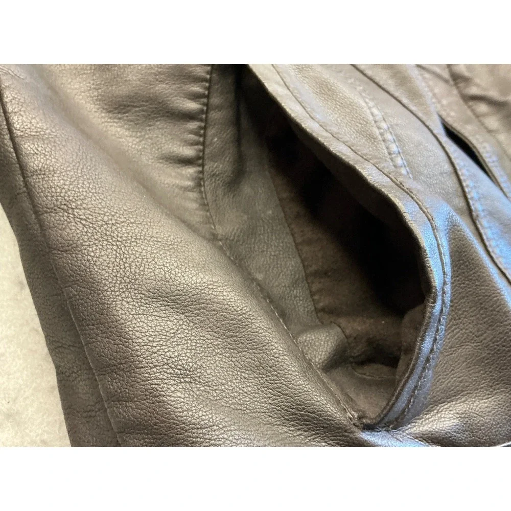 Levi's Faux Leather Trucker Jacket Sherpa Collar Brown Mens Size S Trucker Style